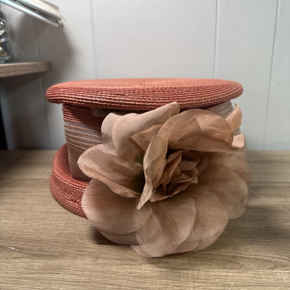 Bow Wide Brim RIbbon Kentucky Derby Wedding Hat Church Cocktail Orange Hat
